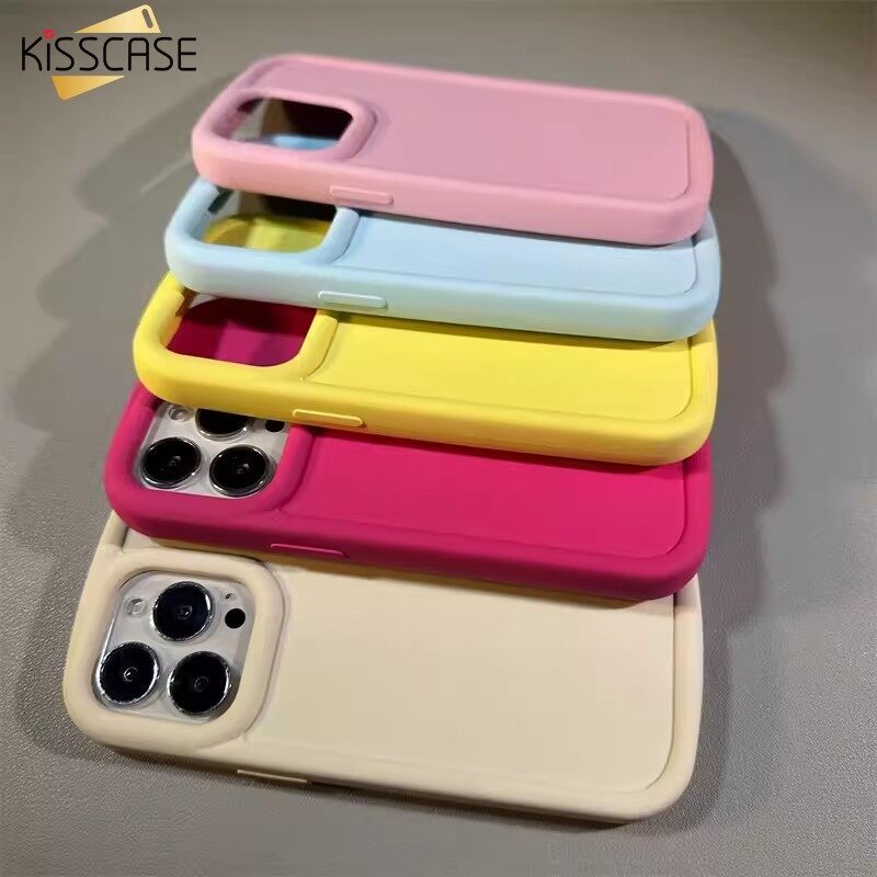 KISSCASE For iPhone 14 Pro Max Case Macaron Solid Color Silicone Shell Big Hole Soft Back Cover For Apple 14 13 12 11 XR XS Max X