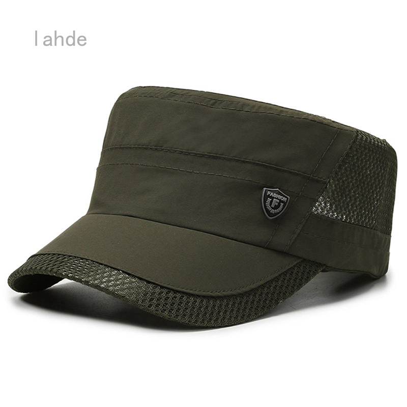 Lahde New Men Army Flat Cap Men Summer Polyester Mesh Hat 56-60cm ...