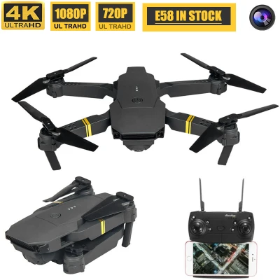 E58 WIFI FPV Drone with HD camera micro fold wireless mini drone UAV with Wide Angle HD 4K 1080P 720P Camera Mode Hold High Foldable Arm RC Quadcopter Drone for Gift