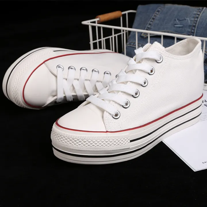 white canvas wedge sneakers