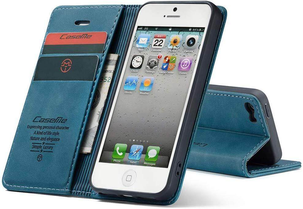 CaseMe iPhone 5 / 5S / SE Case, Premium PU Leather Wallet Protective Phone Case for iPhone 5,iPhone 5S,iPhone SE