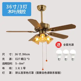 Free 3 Led Bulbs 36 Inch Retro Style Ceiling Fans Light High