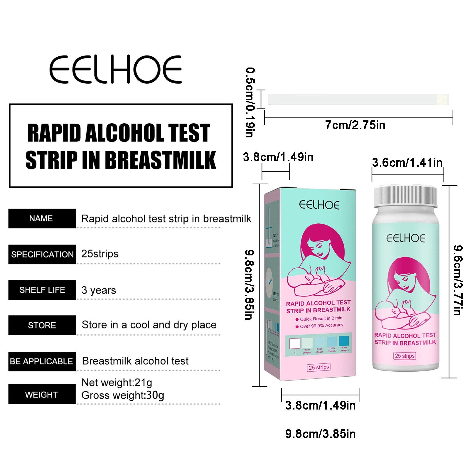 Breastmilk Alcohols แถบทดสอบเลี้ยงลูกด้วยนม Alcohols เครื่องมือทดสอบ