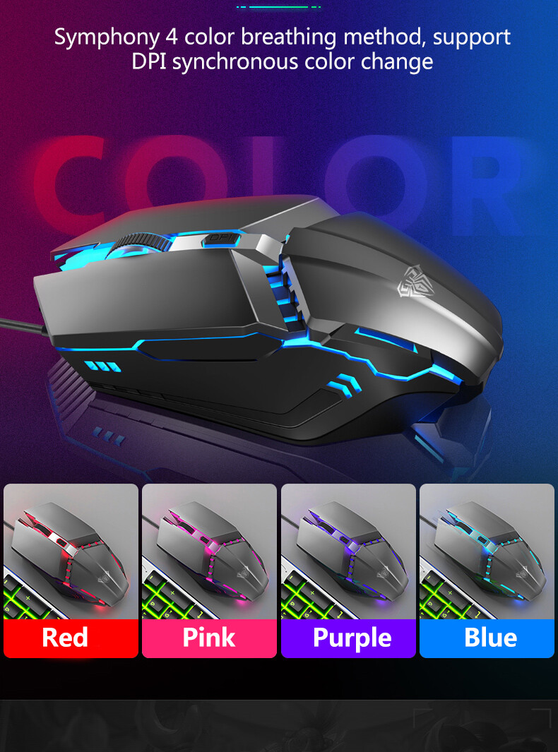 AULA T200 Gaming Keyboard And Gaming Mouse Combo Colorful Backlight With Multi-function Knob