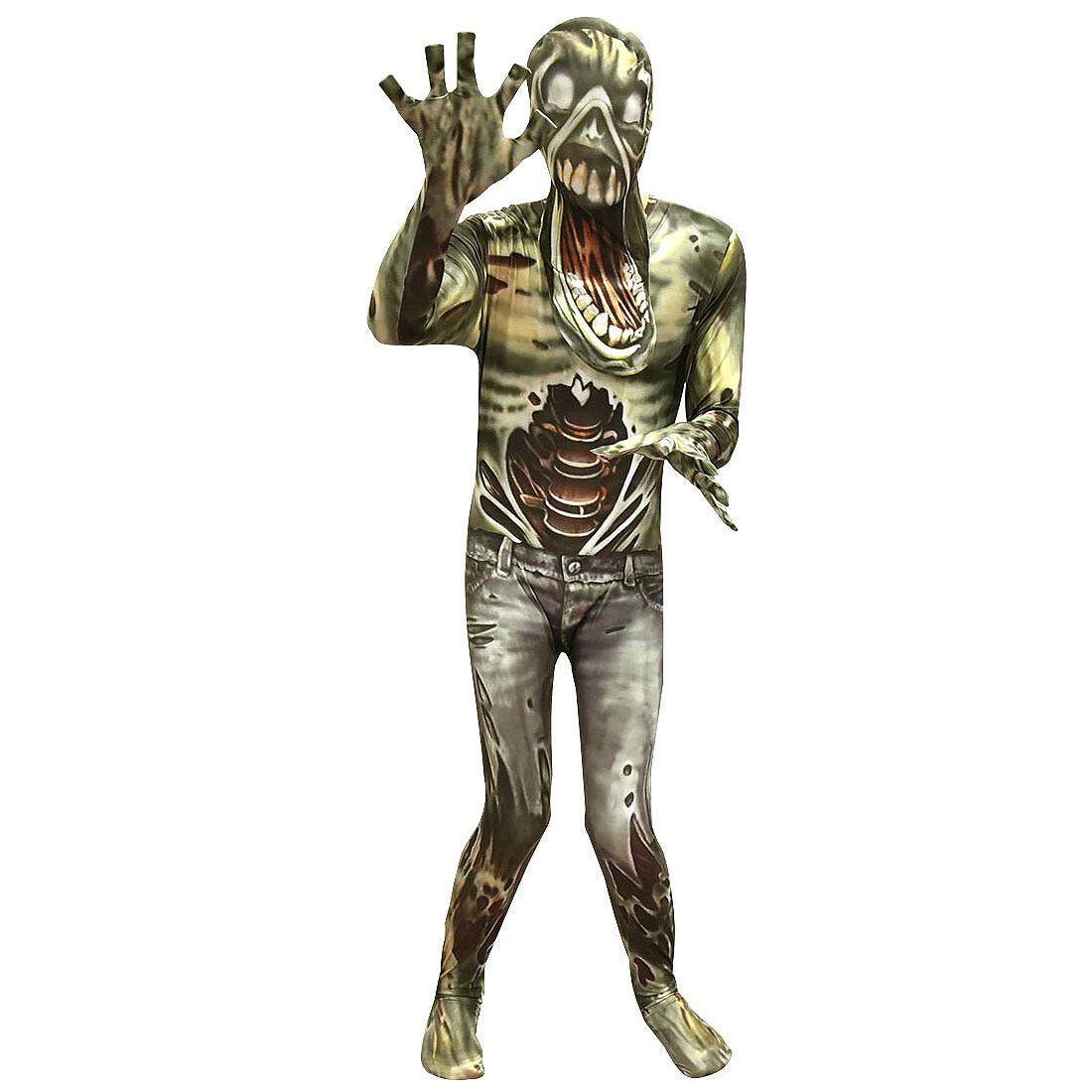 Cosplay Costume Party Clothing Zombie Bodysuit with Cap Mask for Kids Unisex