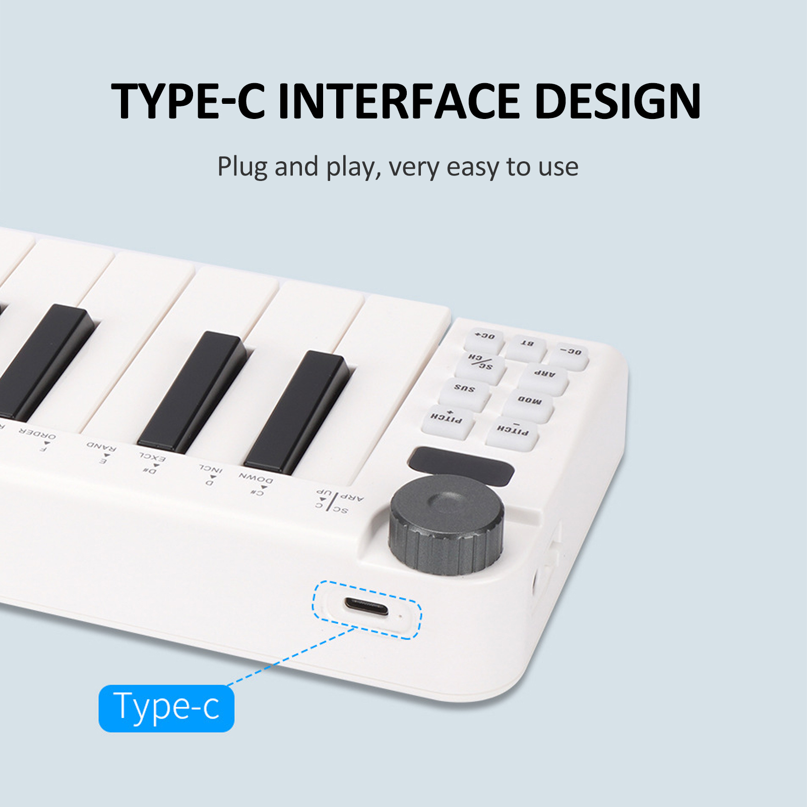 M-VAVE SMK-25mini Bàn phím MIDI có thể sạc lại 25-key Midi kiểm soát bàn phím USB xách tay nhỏ bàn phím Bộ điều khiển MIDI với 25 vận tốc phím nhạy cảm 1 núm