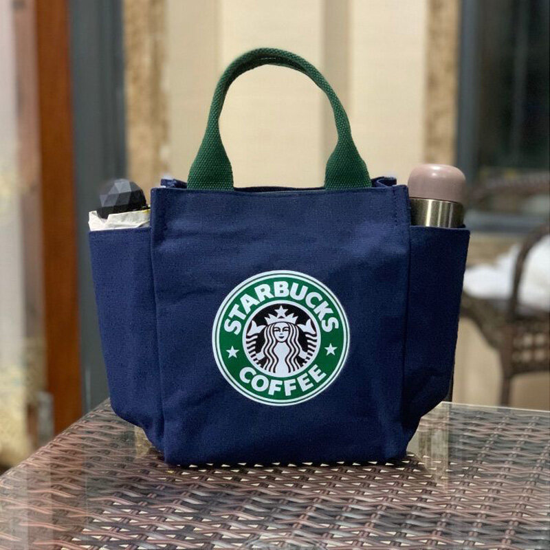 Bento bag with water cup position, umbrella position, large capacity canvas handbag, mommy bag lunch box, bag to work