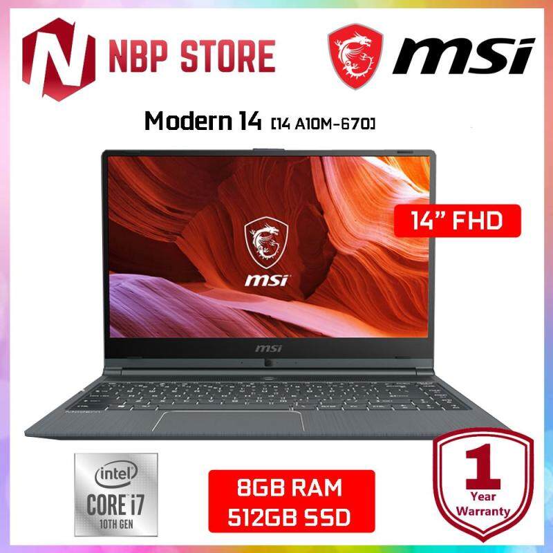 MSI Modern 14 A10M-670 14 FHD IPS Laptop Grey ( i7-10510U, 8GB, 512GB SSD, Intel, W10 ) Malaysia