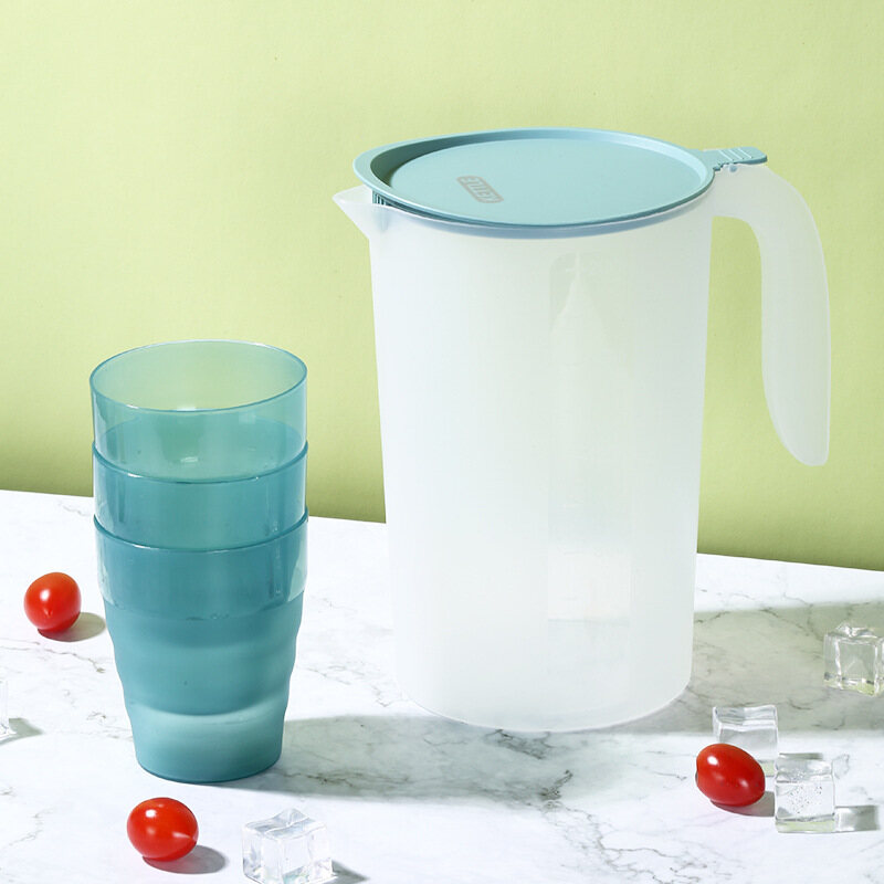 plastic thickened large-capacity cold kettle cup set household flip-top cold kettle juice milk teapot with scale