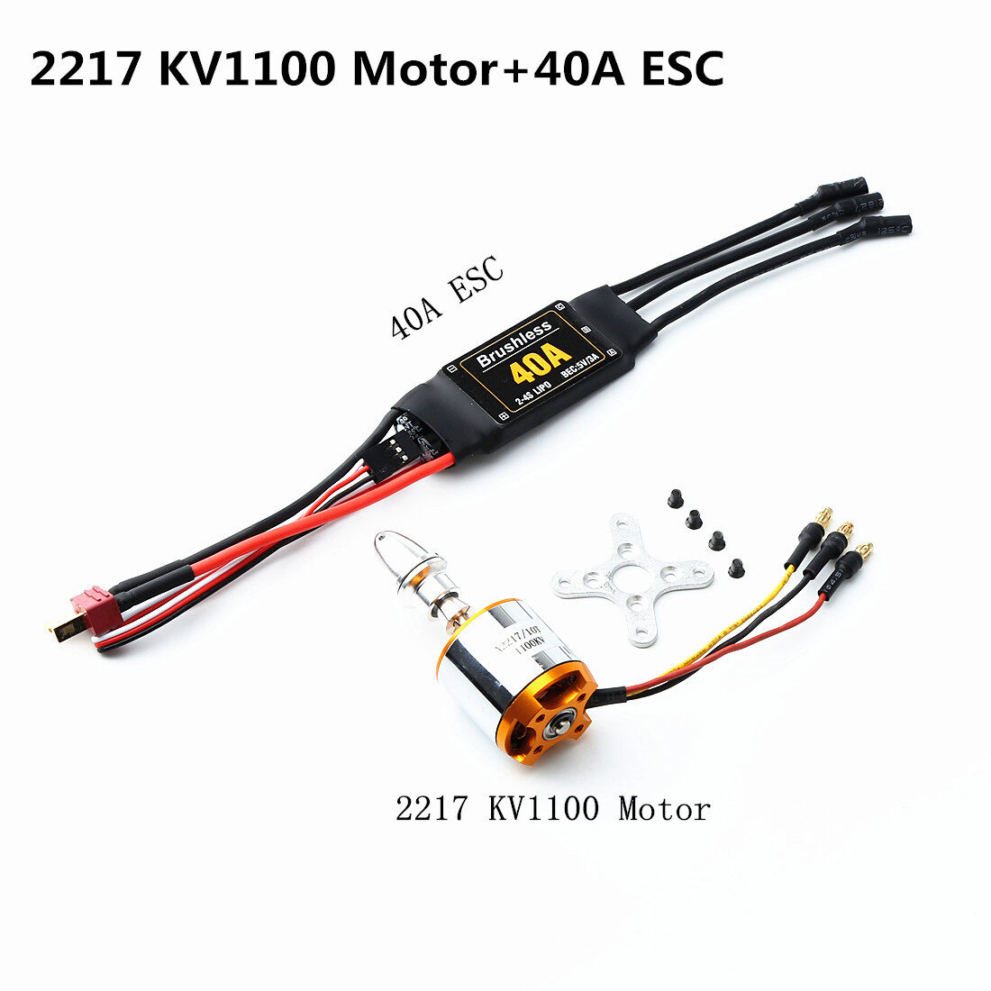 A2217 1100KV/1250KV/2300KV Brushless Motor 40A ESC With T Plug and 3