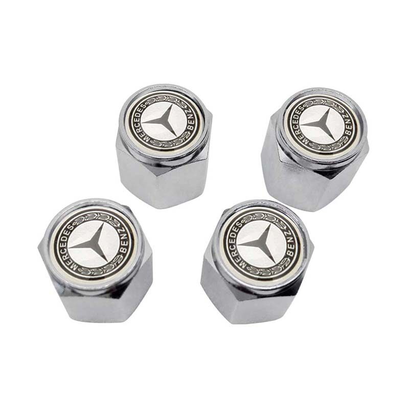 4PCS Modified Metal Car Tire Valve Caps Wheel Stem Air Caps Auto Tyre Stem Covers Protection Accessories for Mercedes BENZ W210 W211 W168 W176 W164 W123 CLA GLK GLC E320 C180 G63 S300