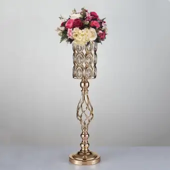 Metal Flower Vases Gold Candle Holders Hollow Wedding Table