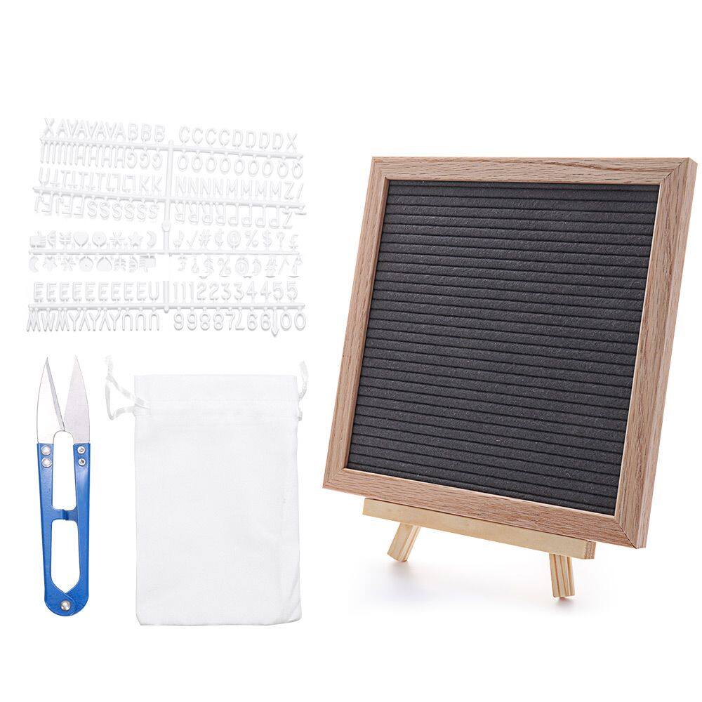 Creative pavilion home decor square board wooden frame black/white characters black memo board oak frame felt letter board message boards