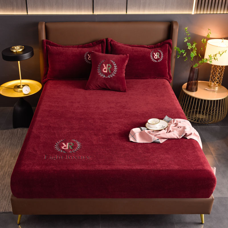 Winter warm Bed sheets, coral velvet bed sheets, plush pillowcases, fitted bed sheets, thickened bed sheets, plush bed sheets, all around bed sheets, multiple colors available, For bed size: Double / Queen / King / Super king