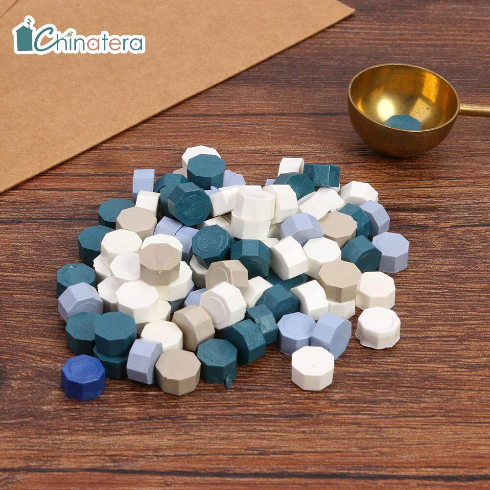 100pcs Mix Color Vintage Octagon Wax Seal Stamp Tablet Pill Beads Granular Grain Wax for Wedding Envelope Decoration DIY Craft Sealing Stamps