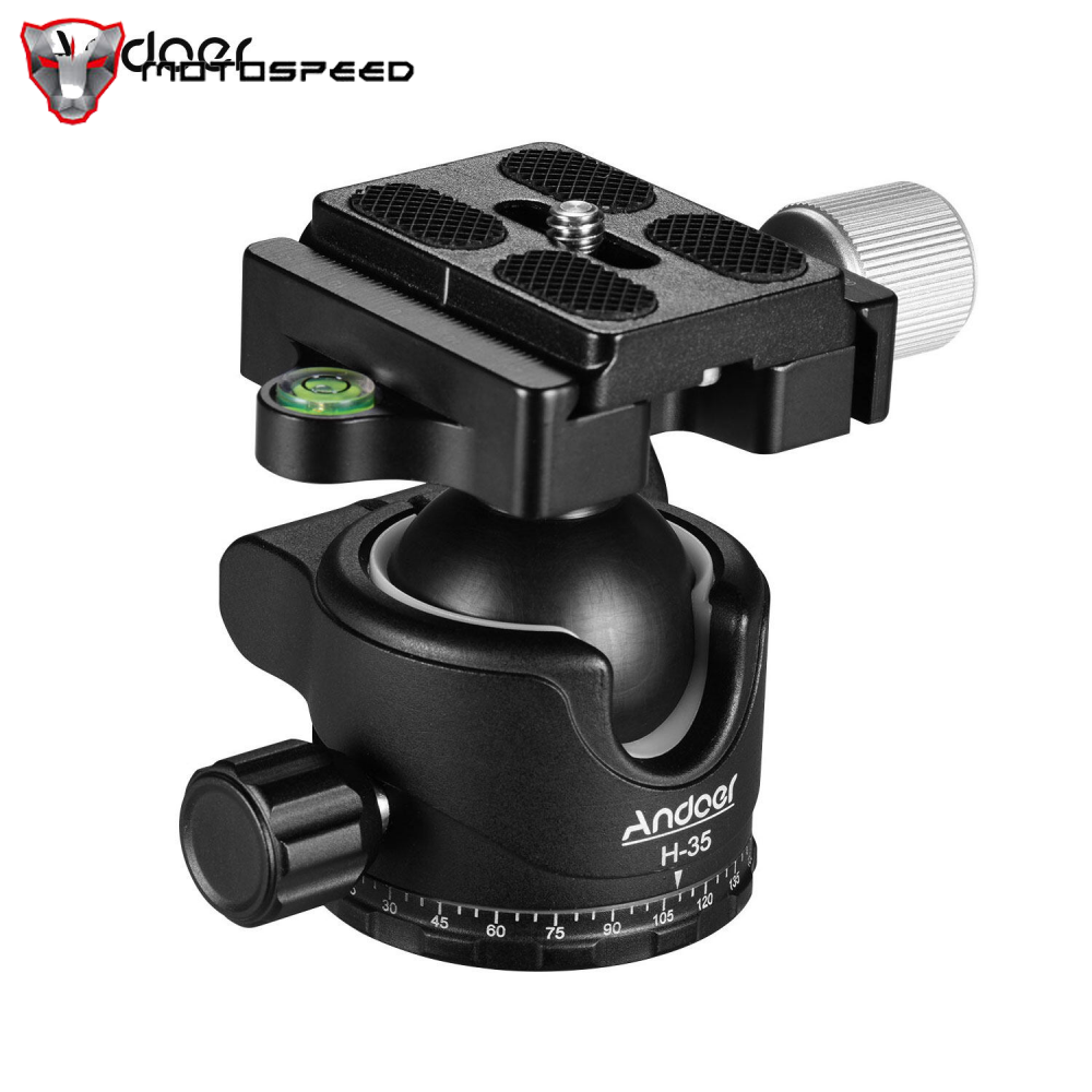 Andoer H-35 Panorama Tripod Ball Head Ballhead Mount Adapter U-Groove Low Gravity Center Design Aluminium Alloy Max. 15kg/33lbs Load Capacity with Carry Bag