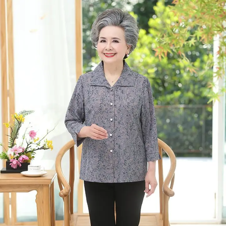 Plus size three quarter sleeve blouses Clearance