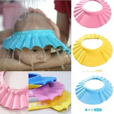 Soft & Adjustable Baby Shower Cap Children Shampoo Bath Wash Hair Shield Hat Bathing Bebes