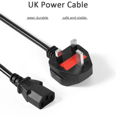 UK Plug Power Cord AC Power Cable For PC Computer Monitor Printer 1.5Meter