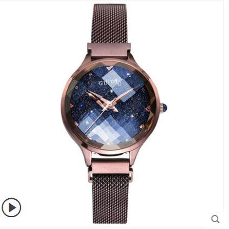 Gaya Baru 2019 Guou Mewah Berlian Wanita Jam Tangan Kuarsa Gold Slim Mesh Tali Baja Disesuaikan Arloji Wanita Tahan Air Jam Tangan Wanita Gadis