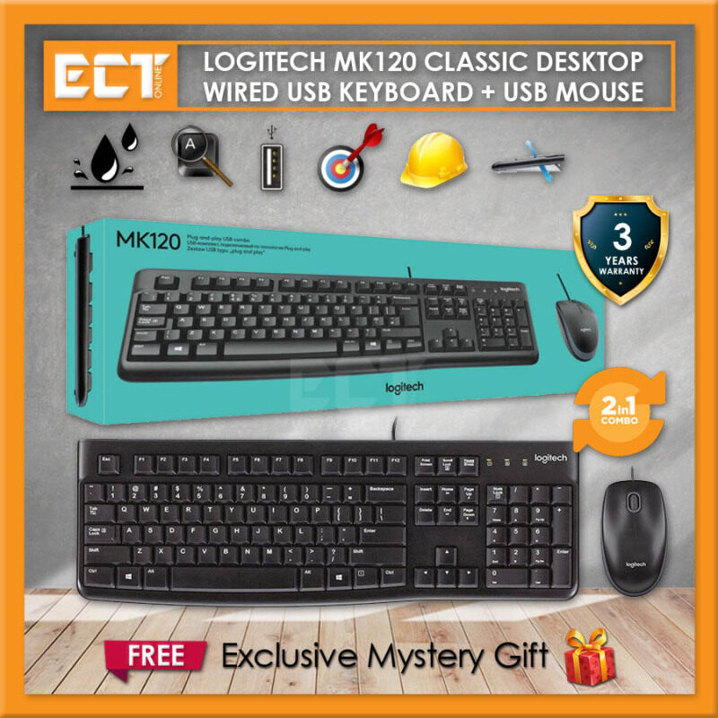 Logitech MK120 Classic Wired USB Keyboard and USB Mouse Combo Malaysia