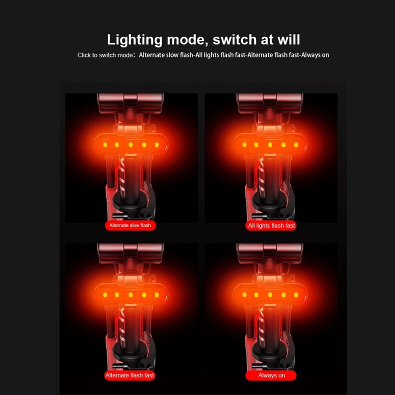 【A NEW】 X TIGER Bicycle Rear Light Waterproof MTB Bicycle Light USB Charge LED Bicycle Taillight Flash Tail Safety Bike Warning Light