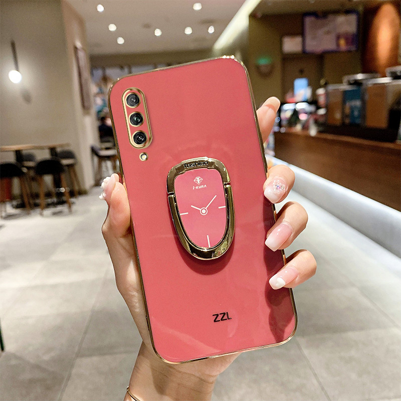 YBD Soft Phone Case For Huawei Y9S Plating Casing y9s Precise camera protection with Free Clock Ring