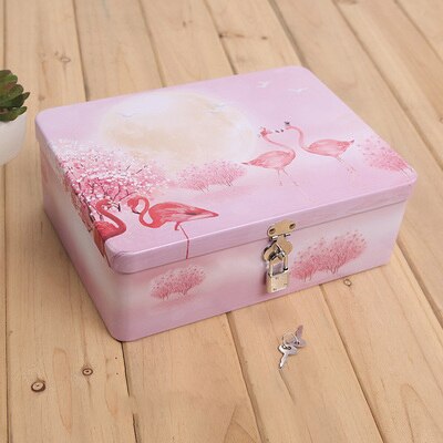 Large Fashion Style Cosmetic Jewelry Storage Tin Box For Children Gift Tea Cookie Organizer With Passwprd Lock Secret Metal Box