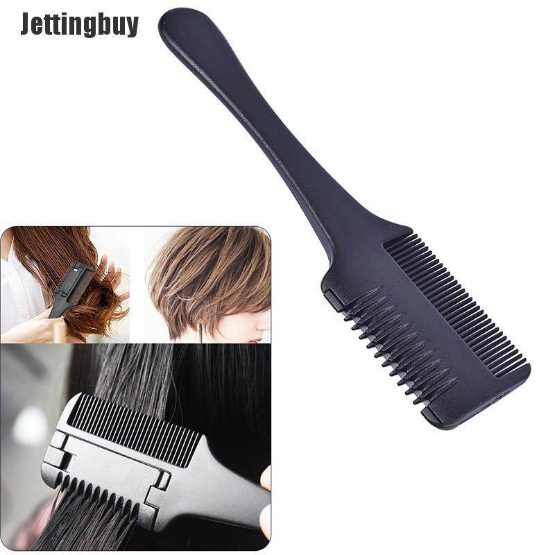 [Jettingbuy] Double Sides Hair Razor Comb Hair Cutting Thinning Trimmer with Blades