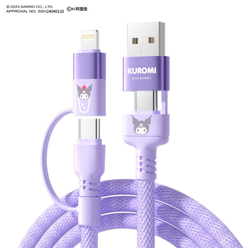 (20W/4-IN-1)100% Authentic Sanrio Hello Kitty Cable Fast Charging USB Cable Type C Lightning Cables Cinnamoroll for iPhone15 16 iOS and Android Smartphone Kuromi Pochacco SS-592