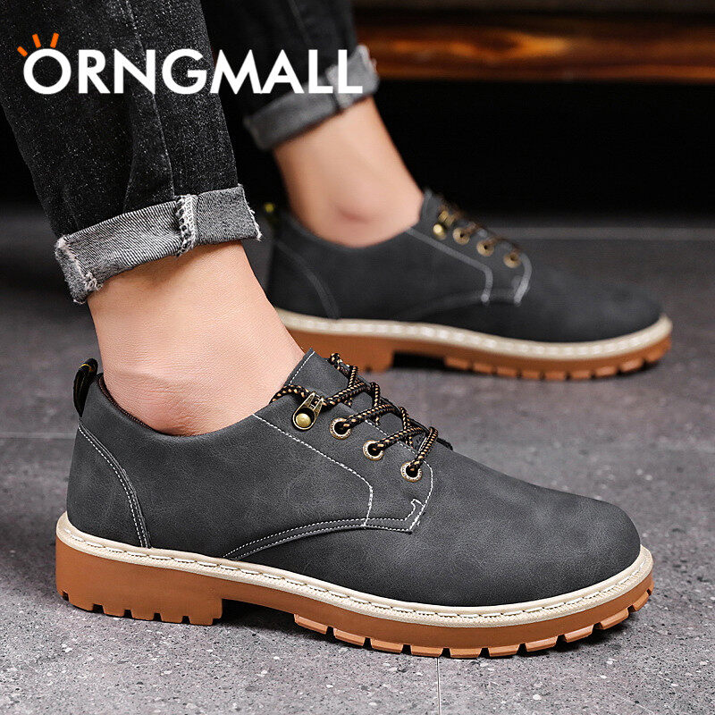ORNGMALL Fashion Shoes Men Leather Oxford Shoes Thick Bottom Platform Shoes Korean Shoes Ankle Boots Martin Boots