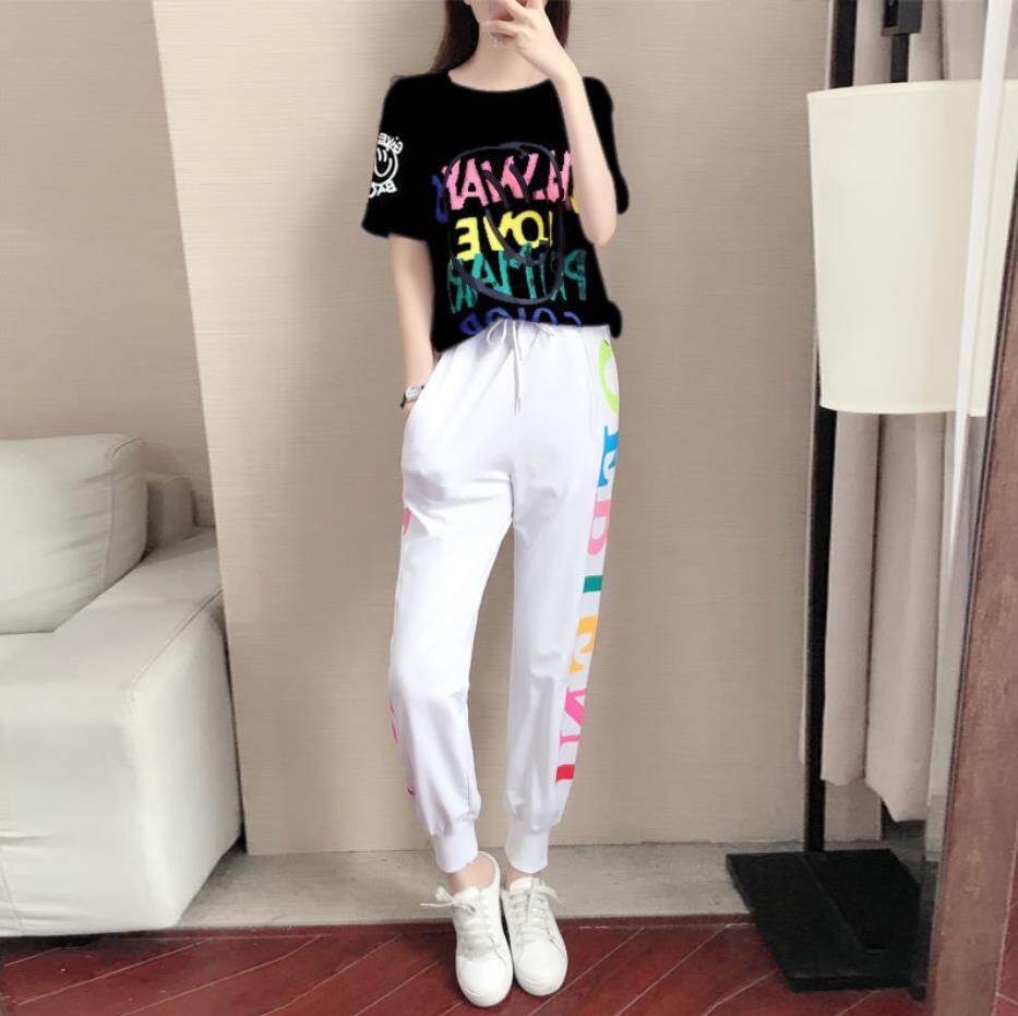 Summer New Women's Sports Suit Fashion Loose Short-sleeved Temperament Casual Two-piece Suit