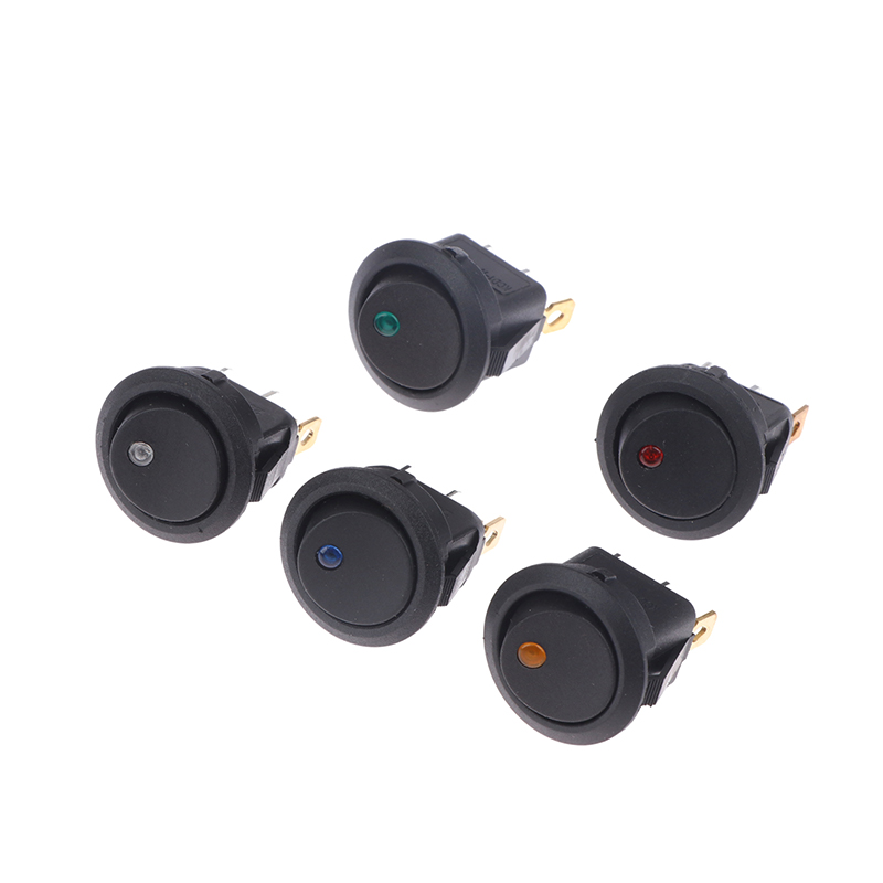 MREDL 20A 12V DC Waterproof Rocker Switch LED Dot Light Car Boat Round ON OFF Switch