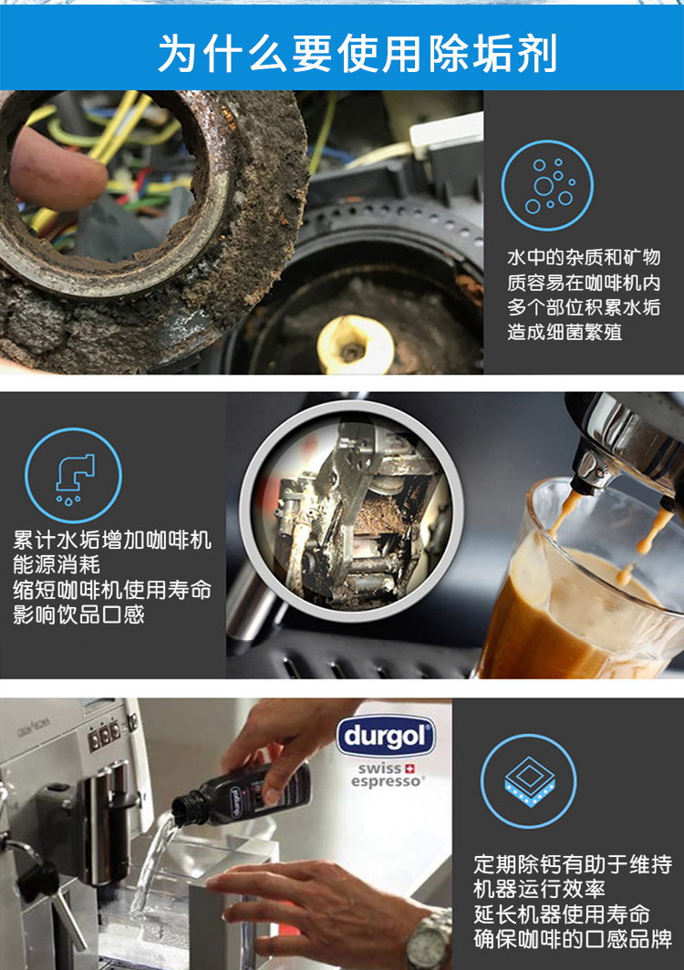 Swiss Dreeger Durgol automatic coffee capsule machine cleaning liquid detergent calcium remover 125ml