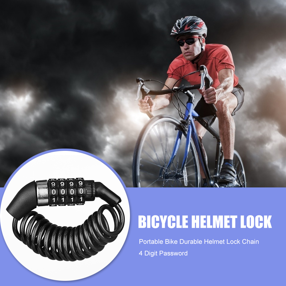Khóa Xe Đạp Chống Trộm Mũ Bảo Hiểm Ba Lô Khóa Kết Hợp 4 Chữ Số Cho Xe Đạp Leo Núi MTB