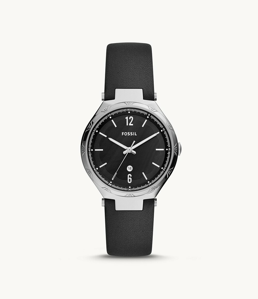 Fossil BQ3745 Ashtyn Three-Hand Date Black Leather Watch 