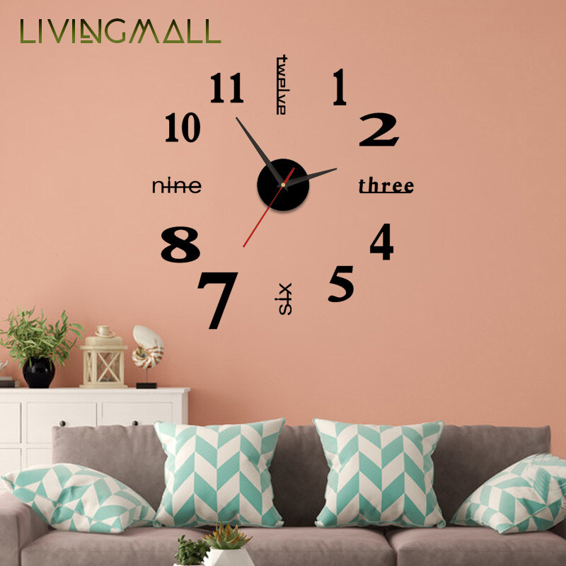 Nơi bán Livingmall Tự Làm Đồng Hồ Treo Tường Thiết Kế Hiện Đại Mute Acrylic Tự Dính Đồng Hồ Treo Tường Phòng Ngủ Phòng Khách Trang Trí Nội Thất