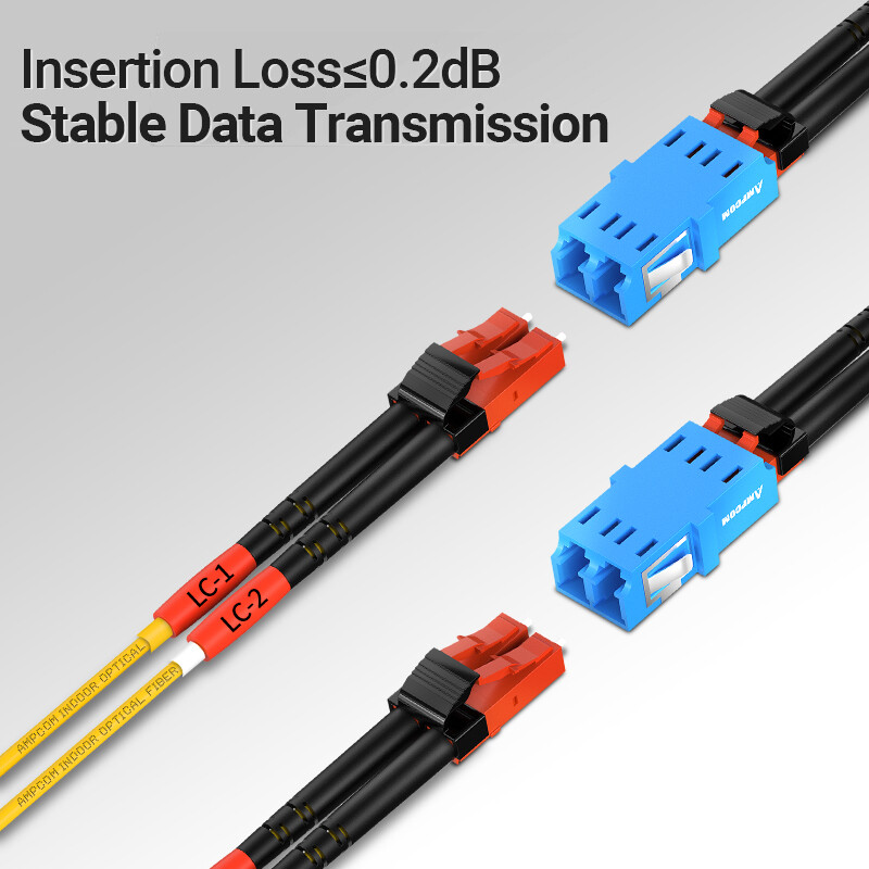 Ampcom chế độ đơn Sợi đôi LC LC Cáp Dây nhảy quang Simplex Duplex 9/125 Cáp nối LC UPC Singlemode Jumper chế độ đơn dây nối tùy biến