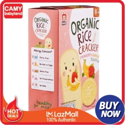 Apple Monkey Organic Rice Crackers - Strawberry Banana (30g)