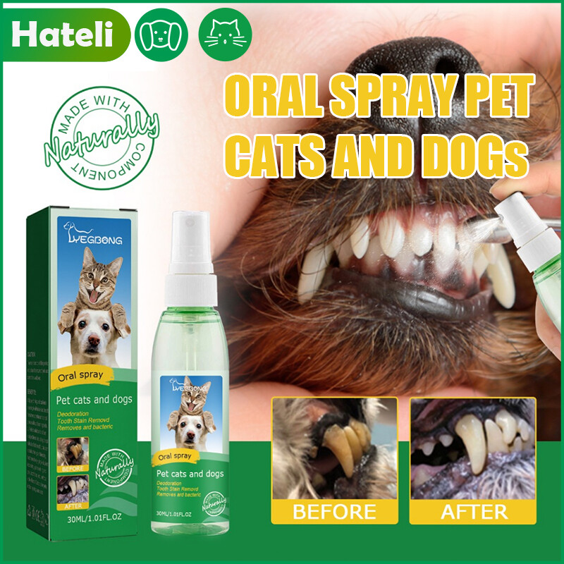 HATELI 30ML Pet Tooth Cleaning Spray Dog Cat Pet Tooth Stain Removal Halitosis Cleaning Spray