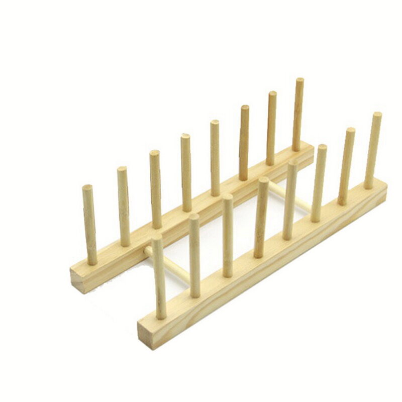 Kitchen Dish Drain Rack Storage Organizer Dish Plate Drying Rack Shelf Wooden Plate Cups Stand Drainer Display Holder