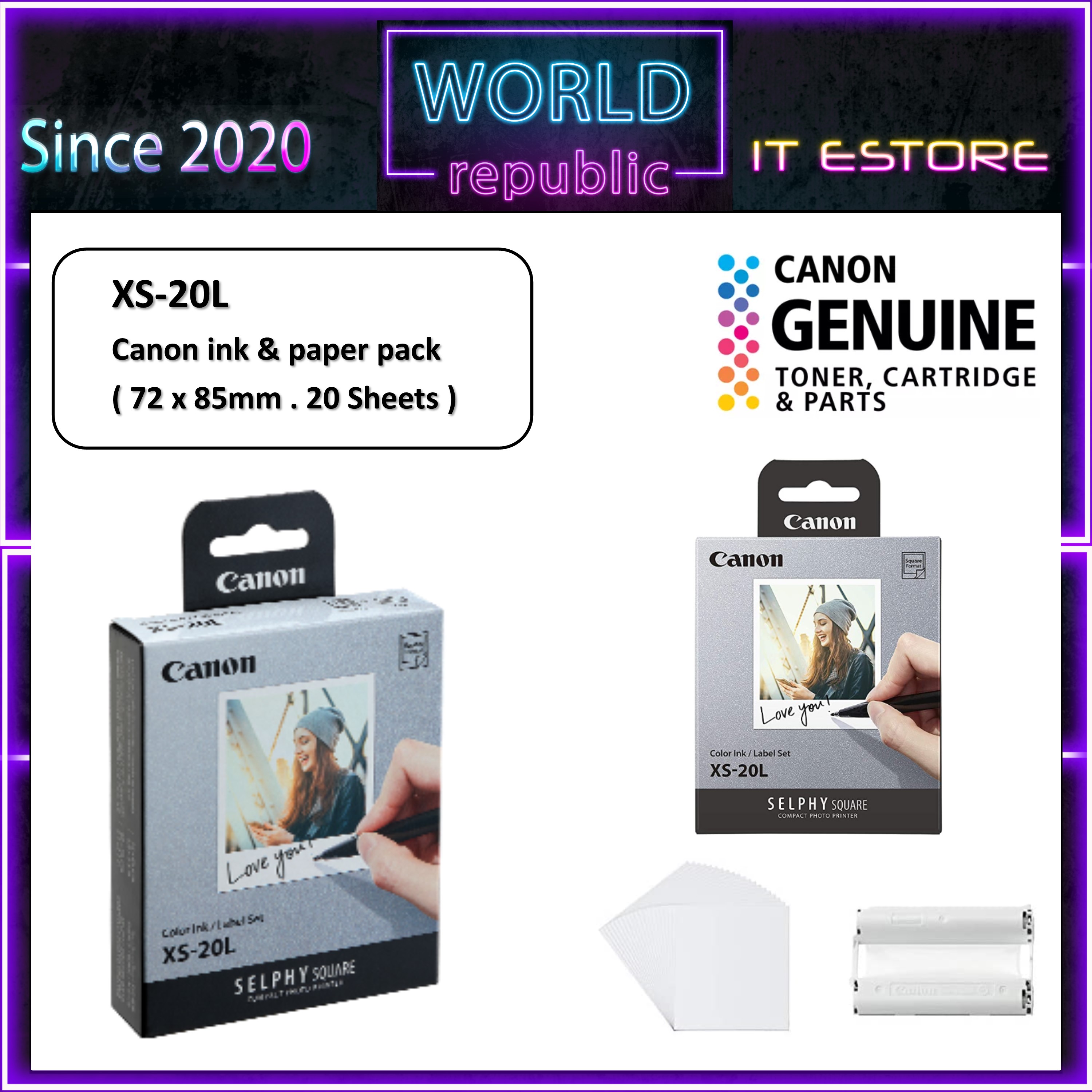 Selphy Inks SELPHY Ink Paper Set Canon SELPHY XS-20L 5-Pack Ink & Paper Set - 20 ...