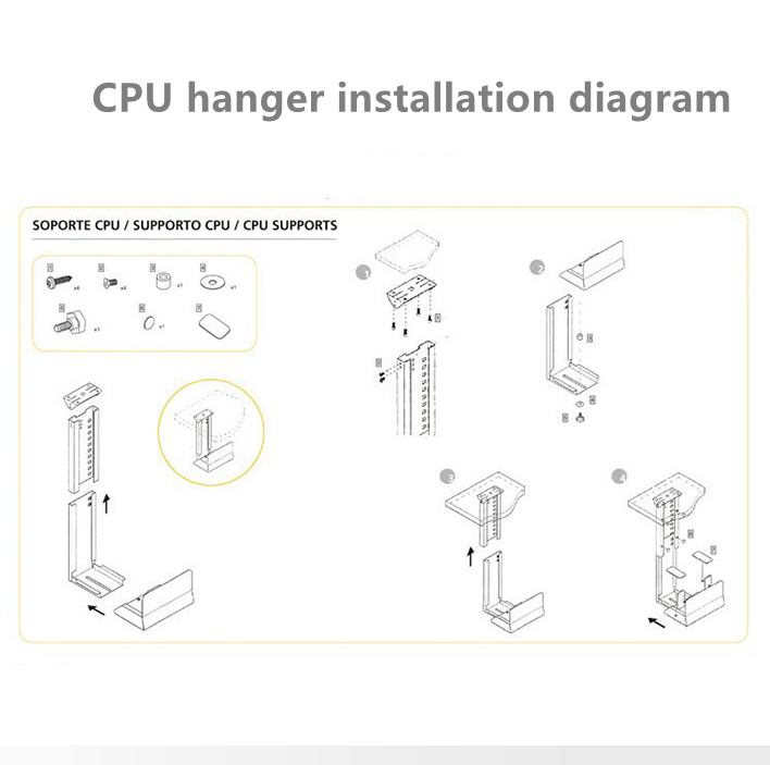 Giá Đỡ CPU Dưới Bàn Gắn CPU, Điều Chỉnh Chiều Cao Và Chiều Rộng, Tải Trọng Tối Đa 25Kg, Nhà Văn Phòng Công Thái Học