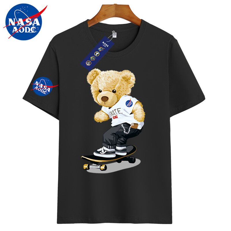Trendy unisex classic bear print short-sleeved T-shirt