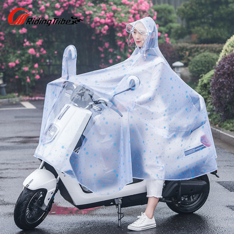 Riding Tribe Windproof Raincoat For Electric Bike Motorcycle Double Brim Covering Face Riding Poncho For Men Women