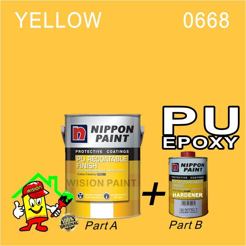 YELLOW 0668 ( 5L ) PU RECOATABLE FINISH GLOSS NIPPON PAINT RECOATABLE