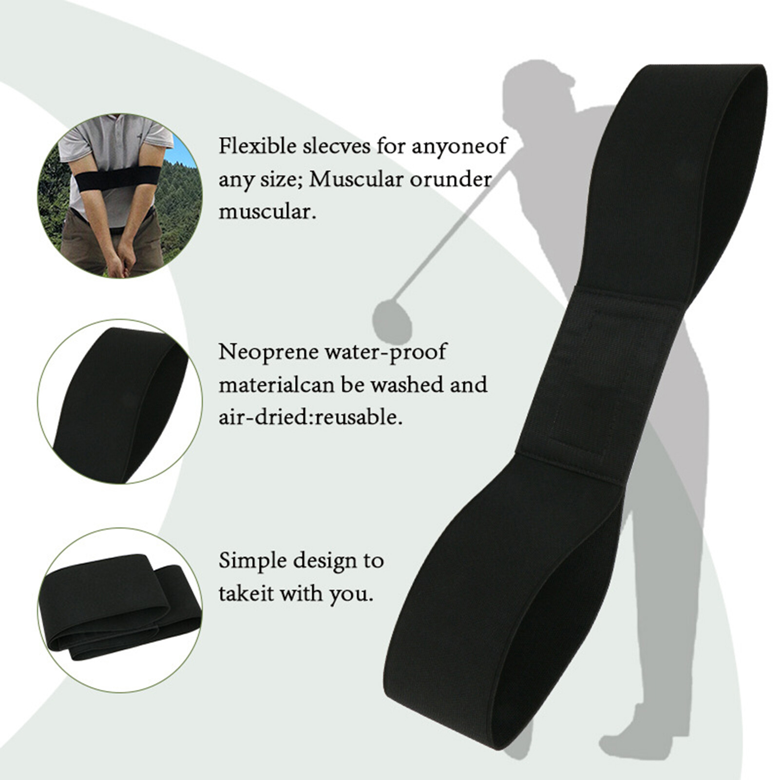 guyouzi® Swing Correction Tape Ergonomic Adjustable Correct Posture Polyester Golf Swing Arm Posture Corrector Golf Training Swing Correction Belt
