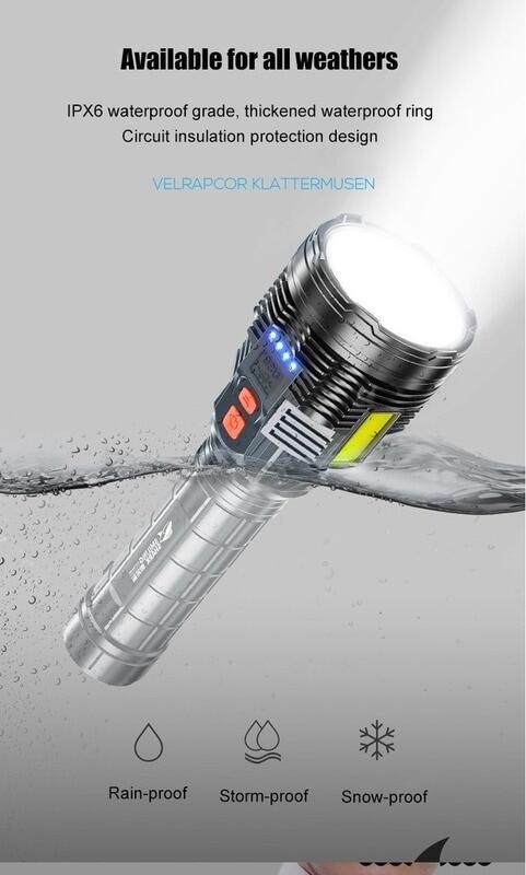 Đèn pin siêu sáng xách tay siêu sáng đèn pin mạnh mẽ Ngọn Đuốc Đèn Pin LED Đèn pin USB có thể sạc được đèn Flash Bóng Led Đèn pin chống thấm nước cắm trại đèn công suất cao đèn pin LED 1000000 lumens touchlight