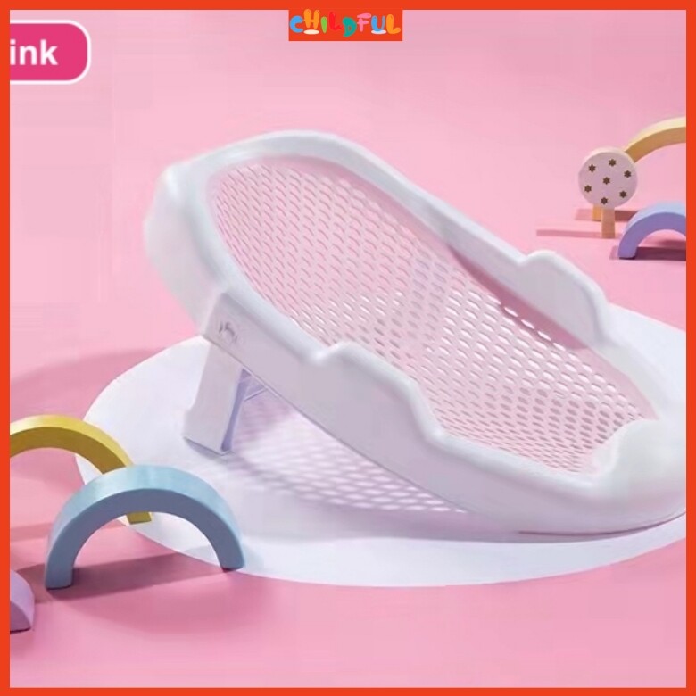CHILDFUL Foldable Baby Bath Chair Baby Bath Seat Baby Bath Net Baby