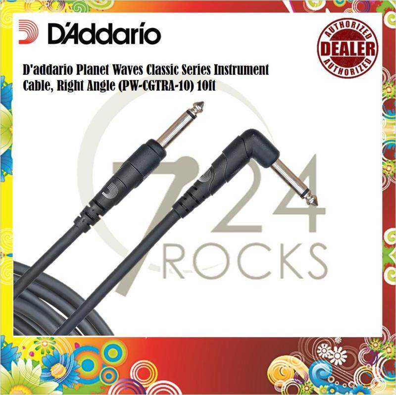 Daddario Planet Waves Classic Series Instrument Cable, Right Angle / Guitar Cable PW-CGTRA-10 10ft (3m) Malaysia